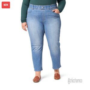 Mid-Rise Ankle Straight Jeans with Tummy Control Panel